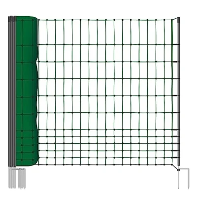 Image de VOSS,farming Filet non électrifiable 50m H : 112cm Vert 15 piquets Double Pointe clôture électrique volaille