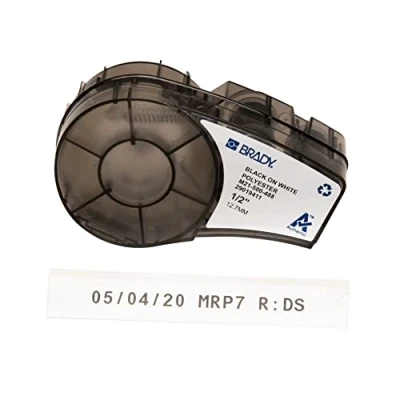 Image de Brady (M21 500 488) Ruban en polyester pour étiqueteuses BMP21 PLUS, LAB et 12.70 mm x 6.40 m Noir sur blanc