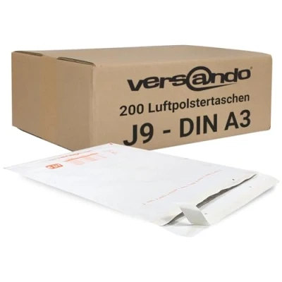 Image de versando Lot de 200 enveloppes à bulles I9/J9 Dimensions intérieures : 300 x 445 mm extérieures 320 455 Blanches Pour format A3