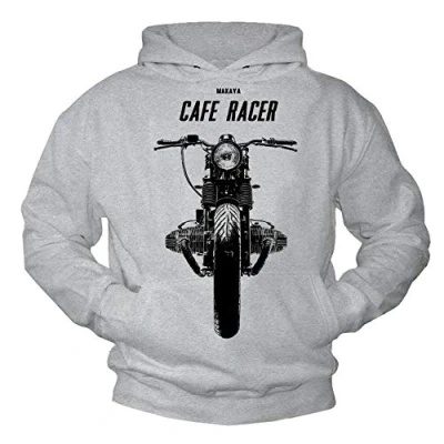Image de Sweat Shirt à Capuche Pull Homme Vintage Cafe Racer Moto R100 Sweatshirt Motard Manches Longues Cadeau Gris L