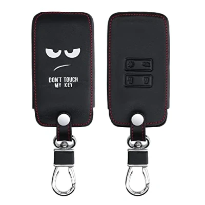 Image de kwmobile Accessoire Clé de Voiture Compatible avec Renault Smart Key 4 Bouton (Keyless Go Uniquement) Coque Protection en Simili Cuir Don&#039;t Touch My Blanc Noir