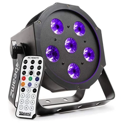 Image de BeamZ BFP130 FlatPAR Spot LED Projecteur lumière UV 6W DMX Télécommande IR