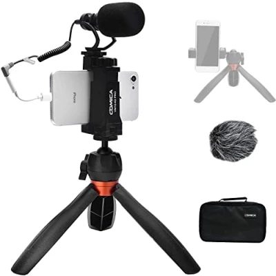 Image de comica Kit Vidéo pour Smartphone, CVM VM10 K2 Pro Vlogging avec Cardioïde Microphone, Smartphone Micro équipement Mini Trépied Youtube/TikTok/Smartphone/Android