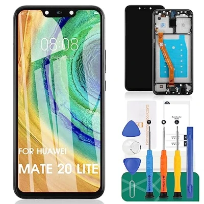 Image de Écran LCD de rechange pour Huawei Mate 20 Lite SNE LX1 Assemblée numériseur tactile LX2, LX3, INE LX2 (noir avec cadre)