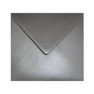 Image de Netuno 100 enveloppes carrées gris foncé 153x153mm Aster Metallic Grey rabat pointu nacrées brillantes métallisées pour invitations anniversaires mariage cartes de vœux Noël