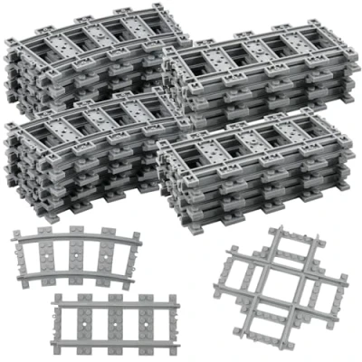 Image de 33 Pièces Rails de Blocs Construction la Ville,City Rails,Accessoires d&#039;Extension City Train,Rails Ville pour Cadeau Enfants