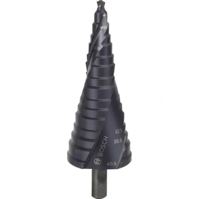 Image de Bosch Accessories 2608588071 Fraise étagée queue 3 pans pour presse étoupes Longueur 125,5 mm Exécution HSS AlTIN