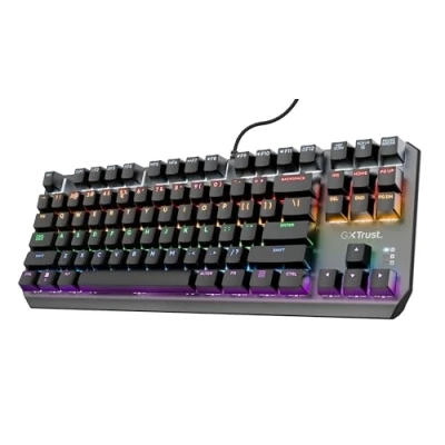 Image de Trust Gaming GXT 834 Callaz Clavier Mécanique TKL, Layout AZERTY, Commutateurs Outemu Mécaniques, Éclairage par Vague Arc en Ciel, USB Gamer pour Windows, Mac, PC, Ordinateur Noir