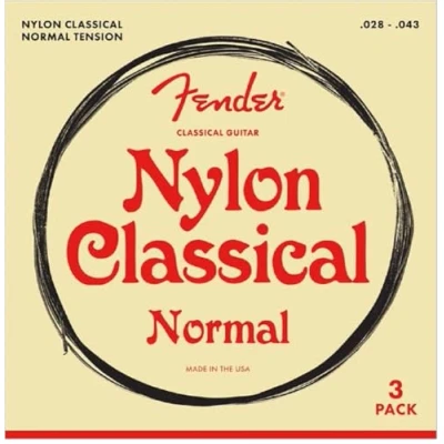 Image de Fender® »NYLON CLASSICAL GUITAR STRINGS 3 PACK« Pack de jeux Cordes pour Guitare Classique Tie Ends Normal Tension