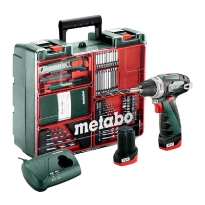 Image de Metabo Perceuse visseuse sans fil 10,8 V Power Maxx BS Basic Mobile Atelier + 64 pièces accessoires, 1 pièce, 600080880 , vert