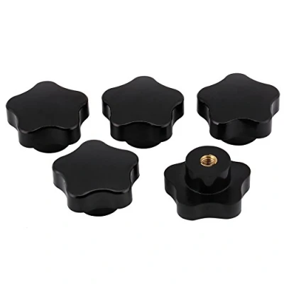 Image de Walfront 5pcs Bouton Vis de Serrage Poignée Etoile, M8*50 en Forme d&#039;Étoiles Noir Plastique