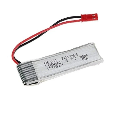 Image de YUNIQUE GREEN CLEAN POWER Batterie LiPo Rechargeable 3.7V 600mAh Compatible avec Les Drones UDI U817, WLtoys V959, Radiofly Space Kondor Dimensions 65X17X8mm, Argent