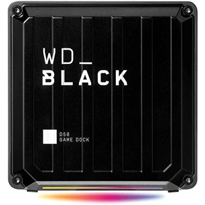 Image de WD_BLACK D50 Game Dock, 2 To. x ports Thunderbolt 3, DisplayPort 1.4, USB C, 3 A, entrée/sortie audio, et Gigabit Ethernet ; éclairage RVB personnalisable