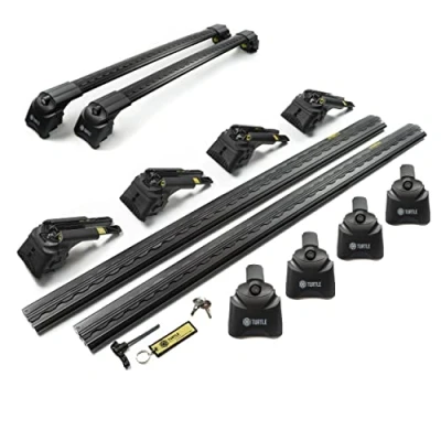 Image de Turtle AIR2 Galerie de Toit, Barres Toit Compatible avec Audi Q7 (4L) 2006 2015; pour Le Montage coffres Porte vélos, d’échelles Structure en Aluminium Durable TÜV