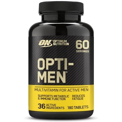 Image de Optimum Nutrition Opti Men, complément multivitaminé pour hommes avec vitamine D, C, B6 et acides aminés, non aromatisés, 60 portions, 180 gélules