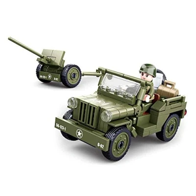 Image de Sluban Jeep alliée avec des Armes Anti aérienne Jeu de Construction,À partir 6 ans,M38 B0853