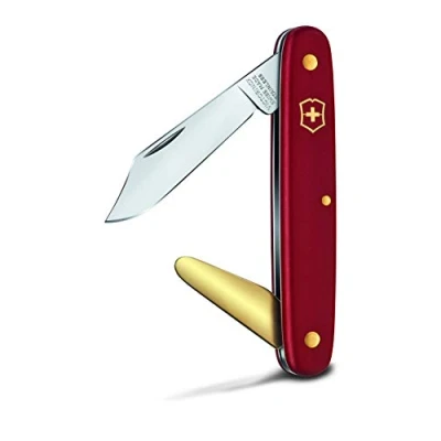 Image de Victorinox, Greffoir 2, Couteau Universel de Jardin, Multifonction, Léger, Swiss Made, 2 Fonctions, Lame pointued tip, rouge