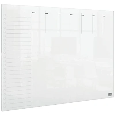 Image de Nobo Mini Tableau Agenda Semainier Transparent Effaçable en Acrylique, Format A3, Facile à Effacer, 210 x 297 mm, Feutre Marqueur et Fixations Murales Inclus, 1915615