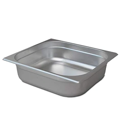 Image de Allpax Récipient GN 2/3 en acier inoxydable Hauteur 100 mm gastronormique de qualité alimentaire et résistant à la chaleur, égoutter ou comme insert cuisson dans le réchaud