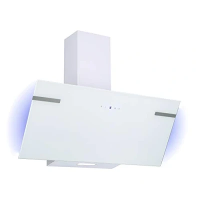 Image de Hotte inclinée Respekta/Hotte 90 cm/Boîtier en métal avec écran verre blanc/Fonction d&#039;extraction et de recyclage d&#039;air / CH69090WA+ A+ 4363 dB