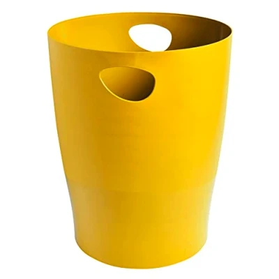 Image de Exacompta Réf. 45308D Lot de 8 corbeilles à papier, poubelles ECOBIN BeeBlue avec poignées Volume 15 litres Dimensions 26,3 x 33,5 cm Pour bureau ou maison couleur safran