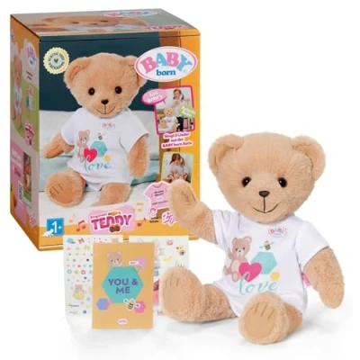 Image de BABY born Singing Teddy, Ours en Peluche avec Fonction sonore, Barboteuse Blanche et Bras Jambes Mobiles, pour à partir de 2 Ans, Chante 5 chansons allemandes la série, 837962 Zapf Creation