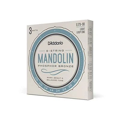 Image de D&#039;Addario EJ73 Lot de 3 jeux cordes pour mandoline Bronze phosphoreux clair 10 38