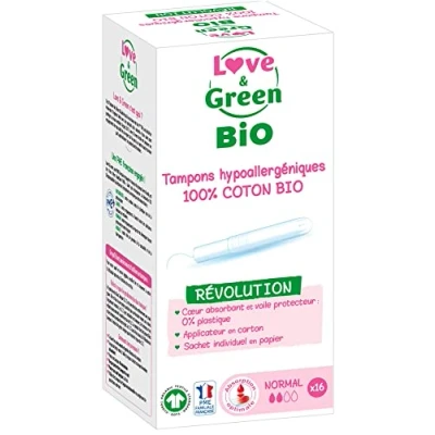 Image de Love &amp; Green BIO Tampons hypoallergéniques avec Applicateur &quot;NORMAL&quot; x 16
