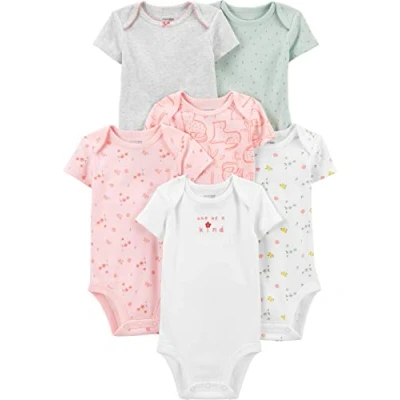Image de Simple Joys by Carter&#039;s Body à Manches Courtes Bébé Fille, Multicolore/Chat/Fleuri/Points, 0 mois