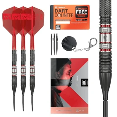 Image de Target Darts Gabriel Clemens 95K Steel Tip Swiss Point Darts, 95% Fléchettes en tungstène avec ailettes, 21G géantes allemandes Clemens, Player Edition Points K Flex Dart Set