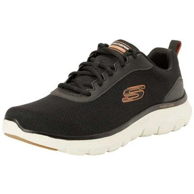 Image de Skechers Homme Flex Advantage 5.0 AVANTAGE, Maille Noire en Cuir dura avec Bordure Orange, 40 EU
