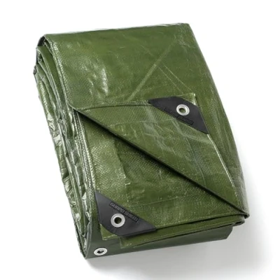 Image de GUARD SHIELD Bâche avec œillets Imperméable 5 m x 6 Vert Multifonction En polyester 120 g/m² de protection multi usages Indéchirable Stabilisée