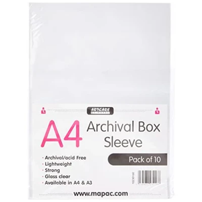 Image de Artcare 15143001 34,5 x 0,1 23 cm Matière synthétique pour l&#039;archivage A4Boîte de pochettes intercalaires non perforés, 10 unité Transparent