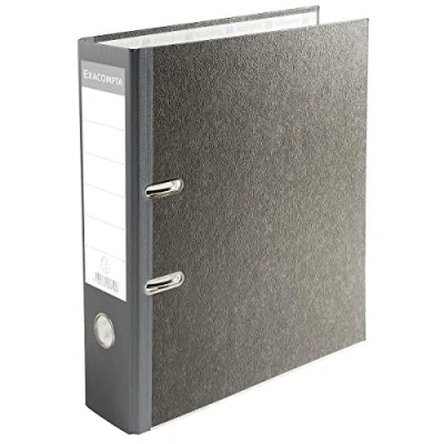 Image de Exacompta Réf. 53710E Carton de 20 classeurs à levier papier marbré gris dos 70 mm mécanique 75 dim extérieures 32 x 29 7 cm format classer A4 couleur