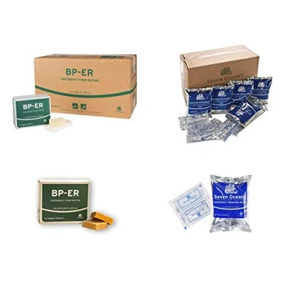 Image de Set Emergency Food, 24 x 500 grammes de BP ER nourriture longue durée et 30 500ml d&#039;eau potable spéciale en conserve ration combat Superset avec aliments conservation eau