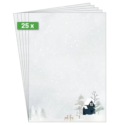Image de SIGEL DP601 Papier à motif de Noël &quot;Cozy Christmas Watercolor&quot;, 90 g/m², A4, 25 feuilles