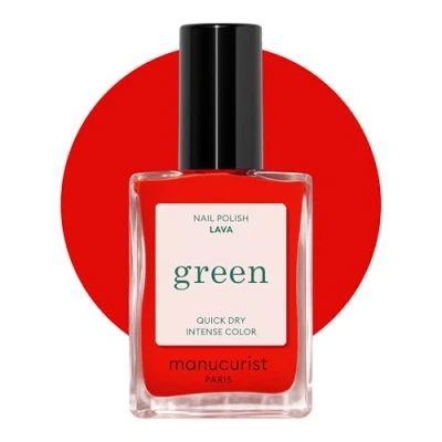 Image de Manucurist Green Vernis à Ongles Rouge Lava Classique 9 Free, Vegan et Bio Sourcé Effet Manucure professionnelle Nail Polish 15ml