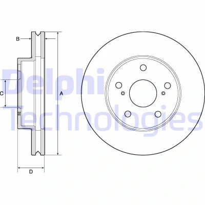 Image de DELPHI BG4758C Disque de frein 275 28 5 ventilé revêtu non traité sans roulement roue, bague ABS TOYOTA: HILUX 3 Pick up