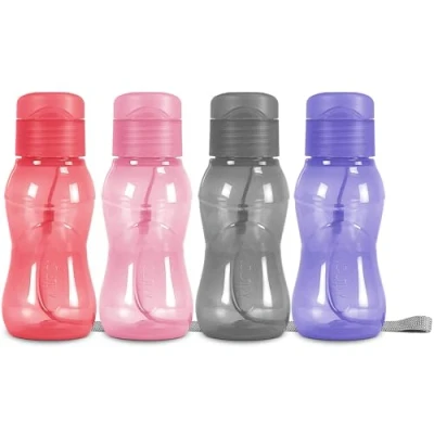 Image de MILTON Lot de 4 bouteilles d&#039;eau 170 g pour enfants avec couvercle à rabat sans fuite Petite bouteille portable adultes Sangle transport Cadeaux Cadeau Sac