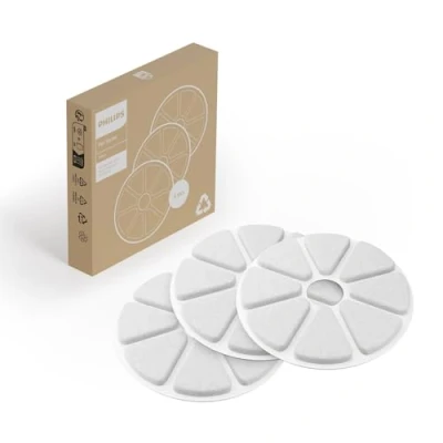 Image de Filtres Pour Fontaine à Eau Philips Pet Series Filtre Multicouches. une Potable Propre et Fraîche. Pack de 3 Remplacement. Blanc (PAW0010/01)