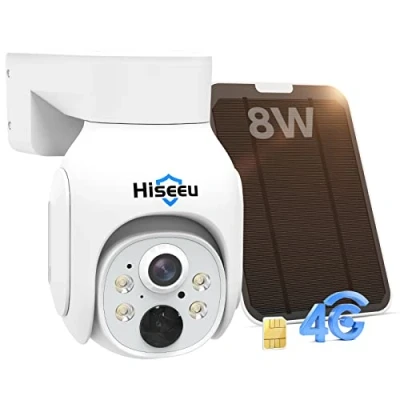 Image de Hiseeu 3G/4G LTE Camera Surveillance Solaire sans Fil avec Carte Sim, 2K HD PTZ 4G Caméra Extérieure 360 Vision Nocturne Couleur Détection de Mouvement PIR, Audio Bidirectionnel IP66