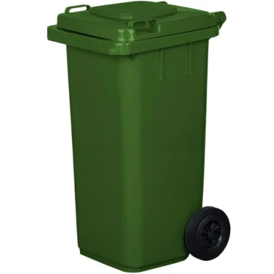 Image de JESTIC Poubelle à roulettes avec roues en caoutchouc pleines pour les déchets et le recyclage Tri Selectif garage Haut XXL (120 Litres, Vert)