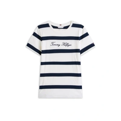 Image de Tommy Hilfiger Script Tshirt imprimé, Femme, Taille: XS, Ivory/dark night