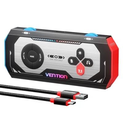 Image de VENTION Carte Son Externe USB, 7.1 Gaming DAC pour PC, Surround Virtuel 7.1, 24bit/192KHz, Système de Lumière RGB, Compatible avec PS5, PS4, Xbox One, Nintendo Switch, Casque