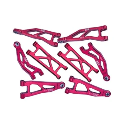 Image de GPM Racing Aluminium 7075 Front and Rear Suspension Arms Set for Arrma 1/18 Granite GROM Mega 380 Brushed 4X4 Monster Truck ARA2102 Upgrade Parts Red
