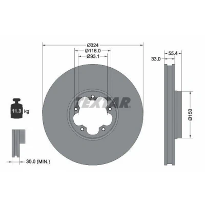 Image de TEXTAR Disque de frein FORD: Transit Custom V362 Van, Tourneo Minibus, Minibus 92347103 2199111,JK211125GA