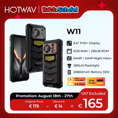 Image de HOTWAV W11 Téléphone IP68 Étanche 20800mAh 6.6&#039;&#039; FHD+ 12+256Go Smartphone Robuste 64MP+Vision Nocturne 24MP 4G NFC/Face ID Bronze