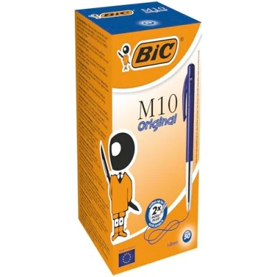 Image de BIC M10 Original Stylos Bille Rétractables Pointe Moyenne (1,0 mm) Bleu, Boîte de 50