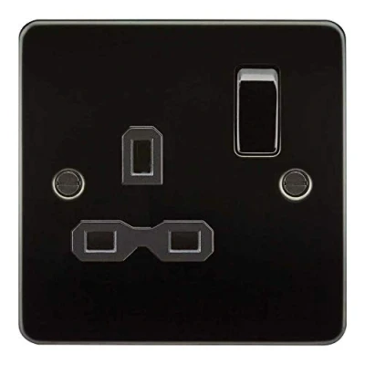 Image de Knightsbridge FP7000GM Plaque plate 13 A 1G DP Prise de courant commutable 230 V Gris acier