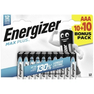 Image de Energizer Max Plus Micro (AAA) Lot de 20 Piles alcalines au manganèse 1,5 V